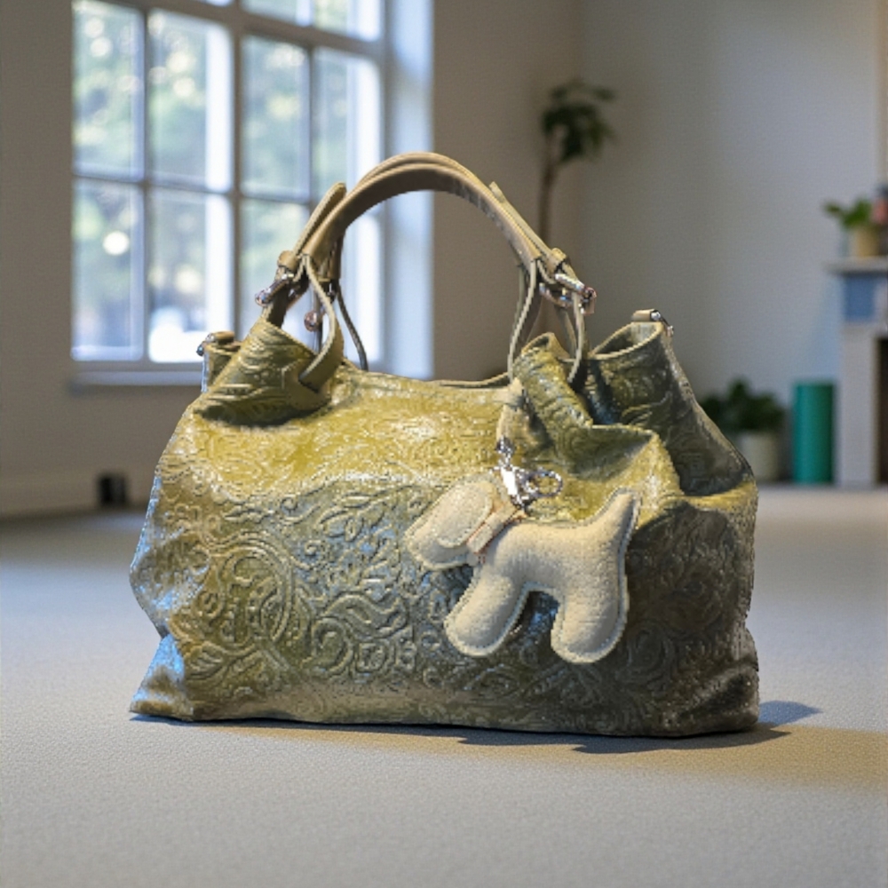 Elegant Olive Green Stella Bianca Italian Satchel NWOT